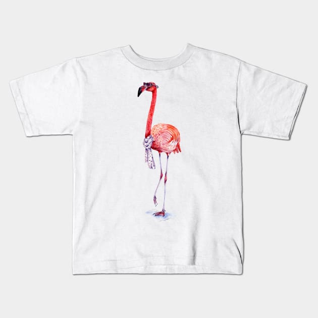 Pink Flamingo Kids T-Shirt by Goosi